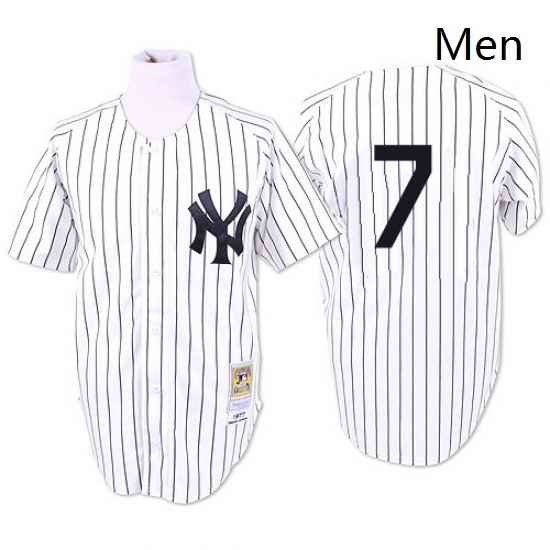 Mens Mitchell and Ness 1951 New York Yankees 7 Mickey Mantle Replica White Throwback MLB Jersey